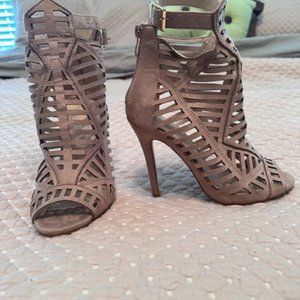 Tan open toe heel